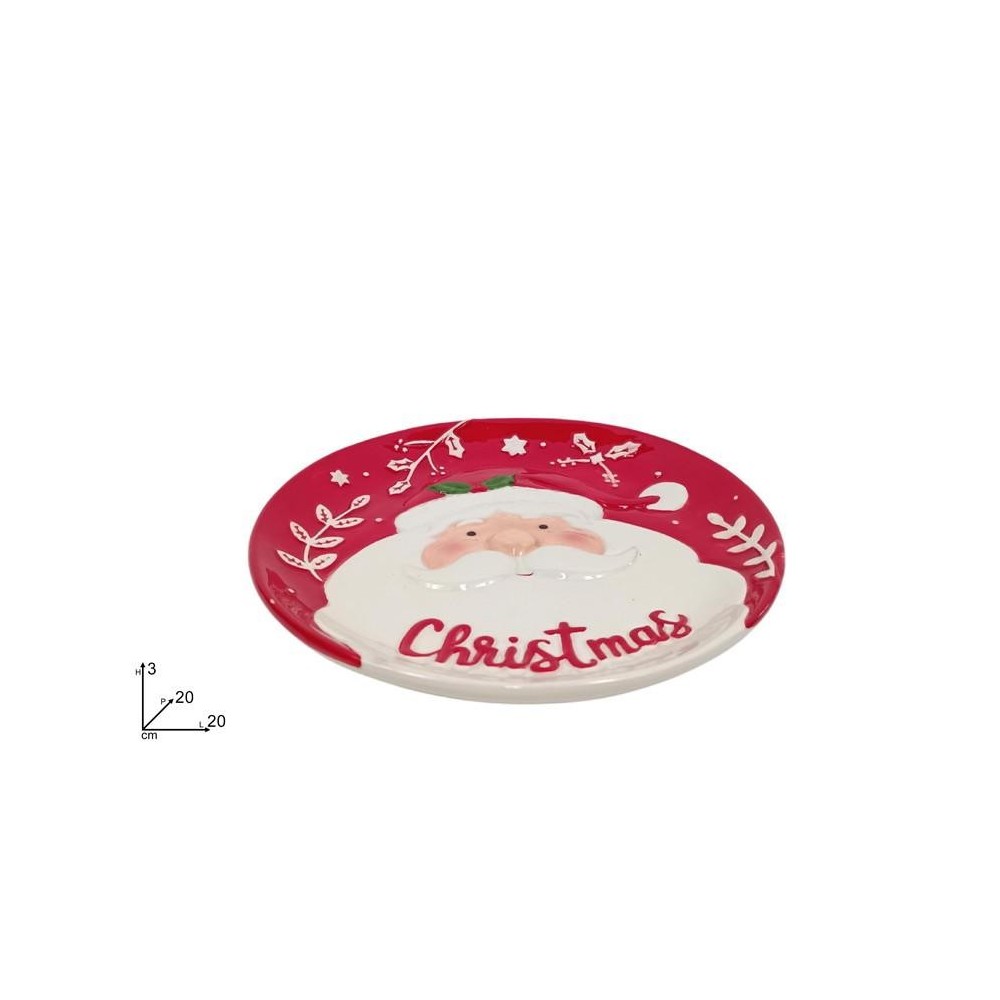PIATTO 20CM VISO BABBO NATALE IN CERAMICA